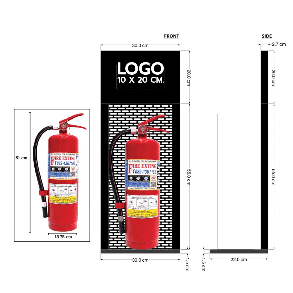 ที่ตั้งถังดับเพลิง วัสดุซิงค์อบทำสีดำ ฐานกว้าง 30x22 ซม สูง 75 ซม - Image 2