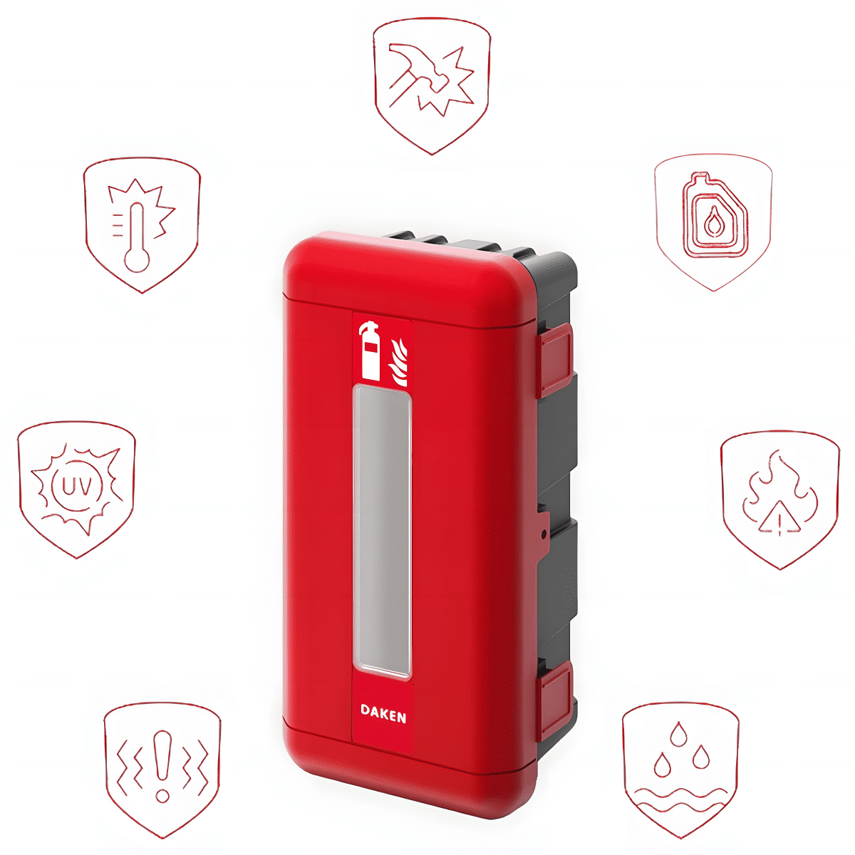 กล่องใส่ถังดับเพลิง DAKEN 82120 Regon ฝาล็อคแดง 15 ปอนด์ - Image 6