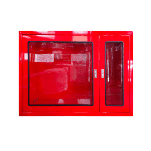 ตู้เก็บถังดับเพลิง / ตู้เก็บสาย HOSE REEL ขนาด กว้าง 120 (35+85) x สูง 80 x ลึก 35 cm. ไซร์ตู้ไม่รวมปีก ปีก 4 cm. แบบฝัง 2 ประตู  (เฉพาะตู้)