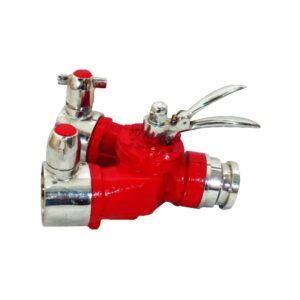 ข้อต่อทางแยกส่งนํ้าดับเพลิงทองเหลือง แบบสวมเร็วมีวาล์วเปิด-ปิดน้ำ เข้า 2.5 นิ้ว-ออก 2.5 นิ้ว